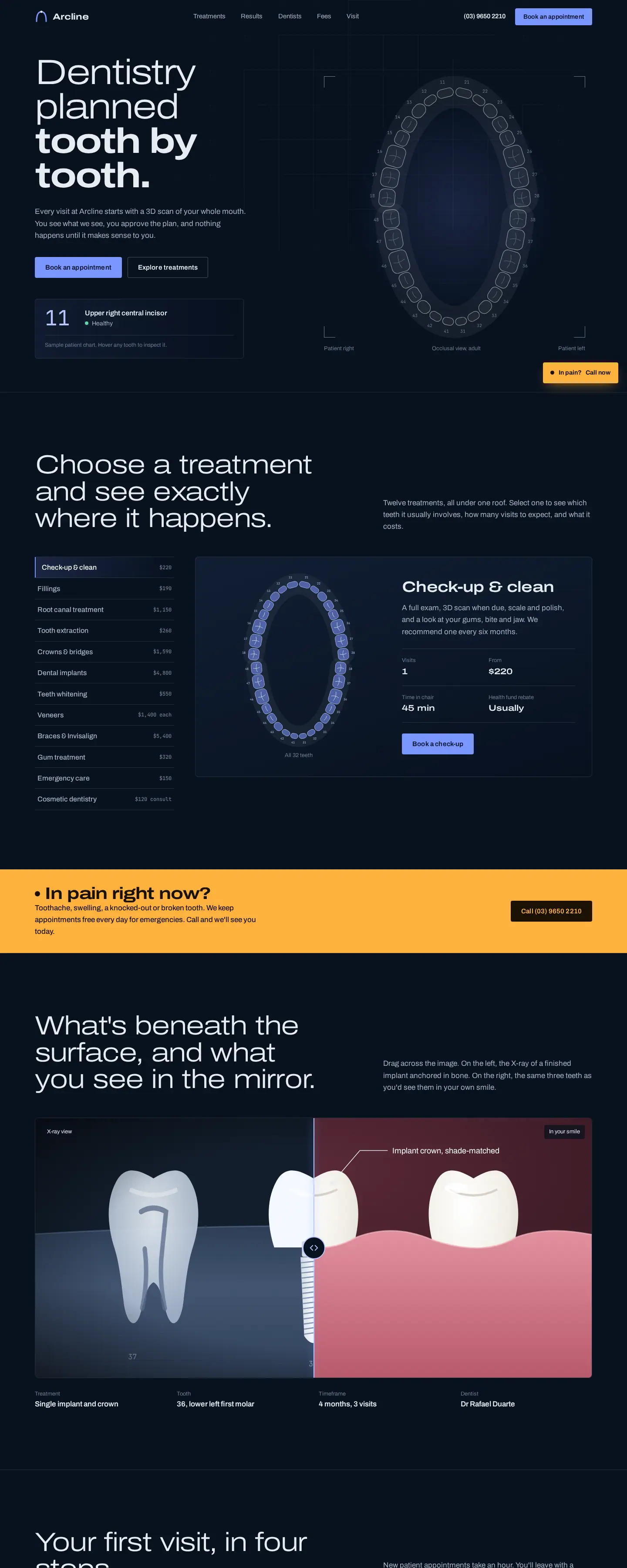 Arcline modern dental clinic website design by Depiction Studio