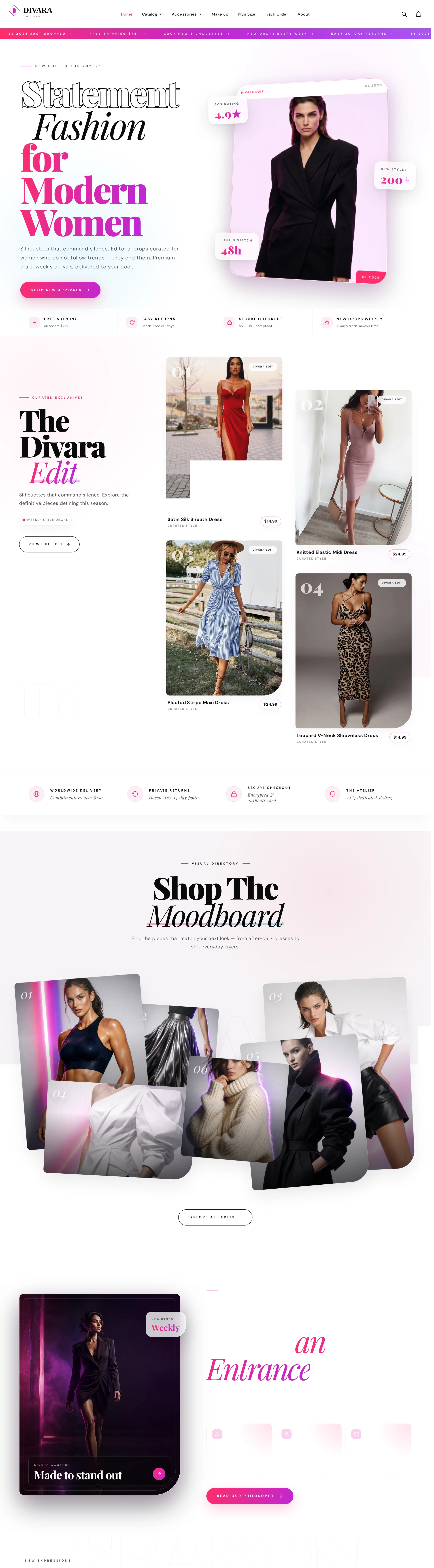 Divara Couture ecommerce website design from Depiction Studio