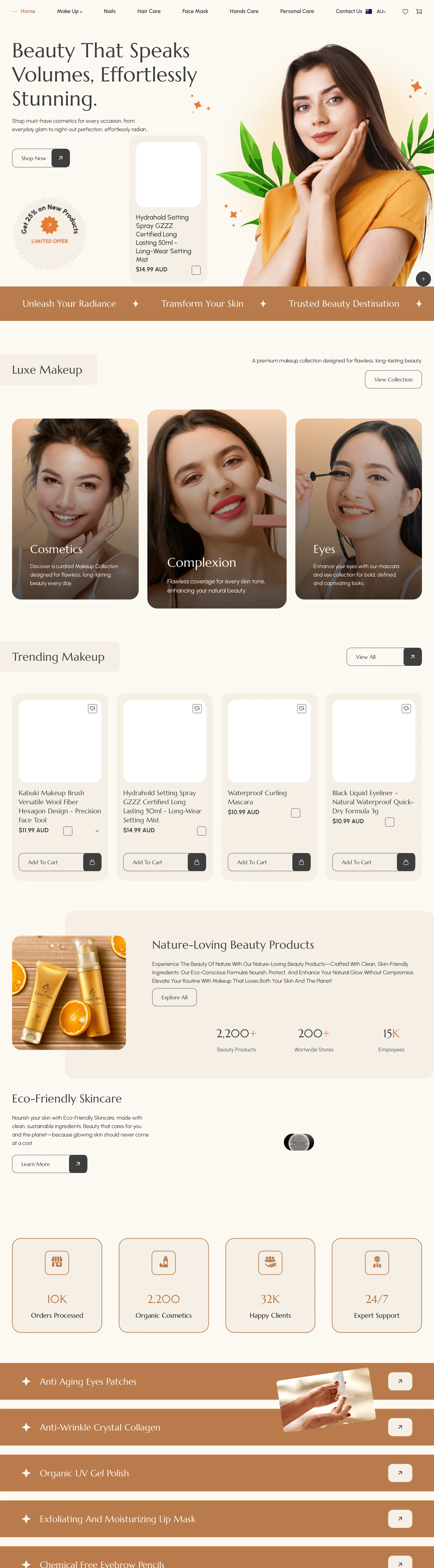 Glowcella beauty and skincare ecommerce store screenshot from the Depiction Studio design catalogue