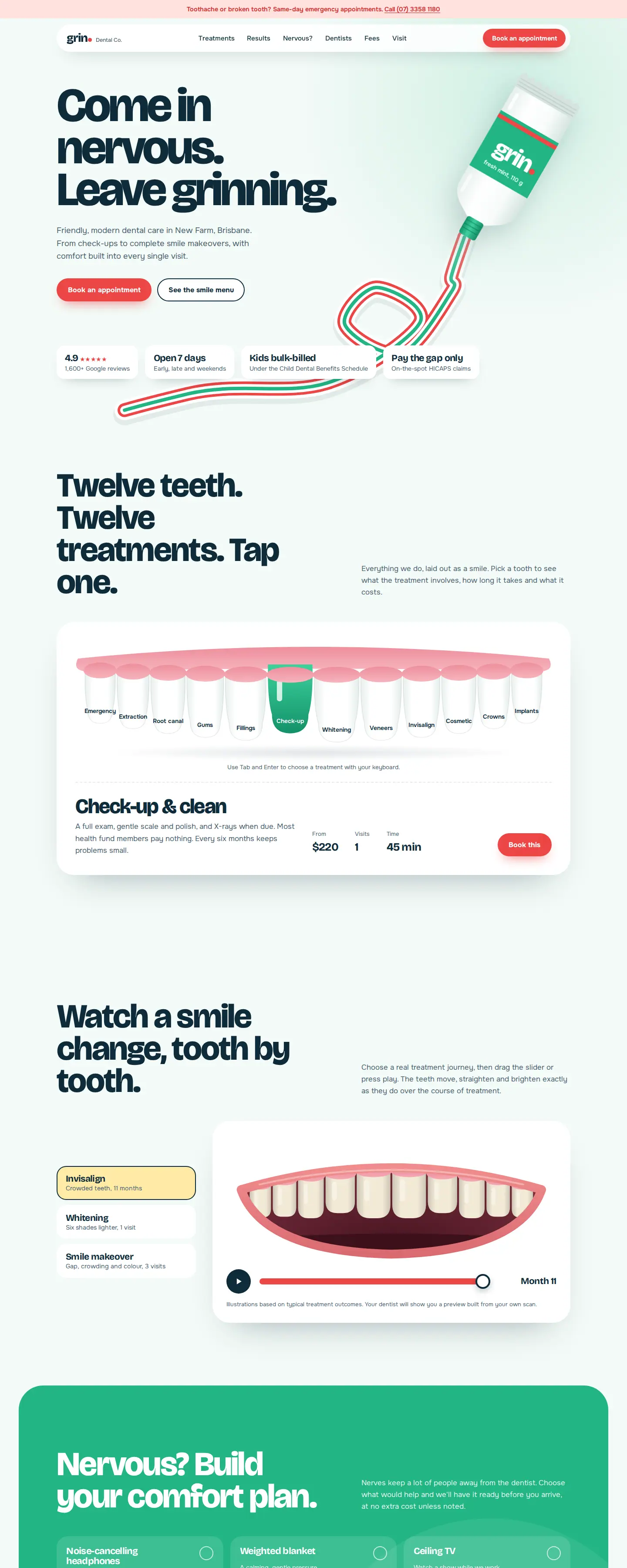 Grin Dental Co family dental website design by Depiction Studio