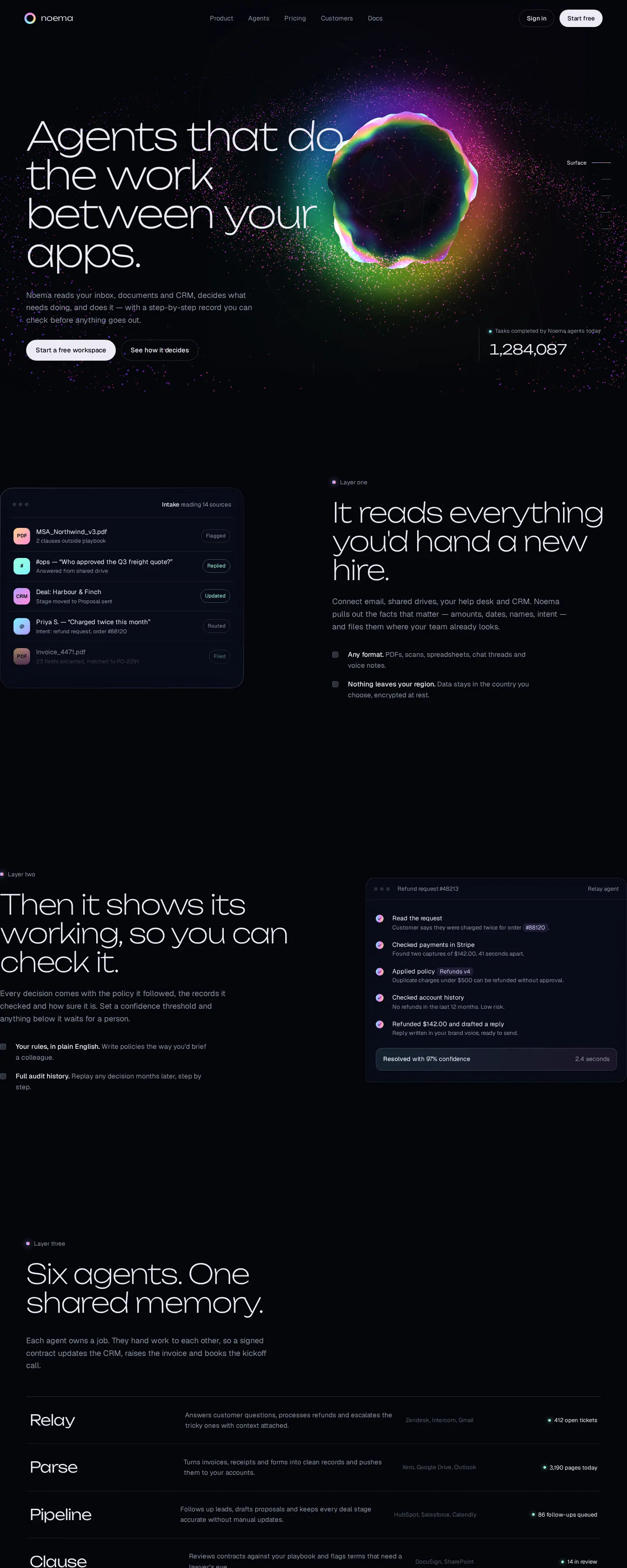 Noema AI SaaS marketing website design from Depiction Studio