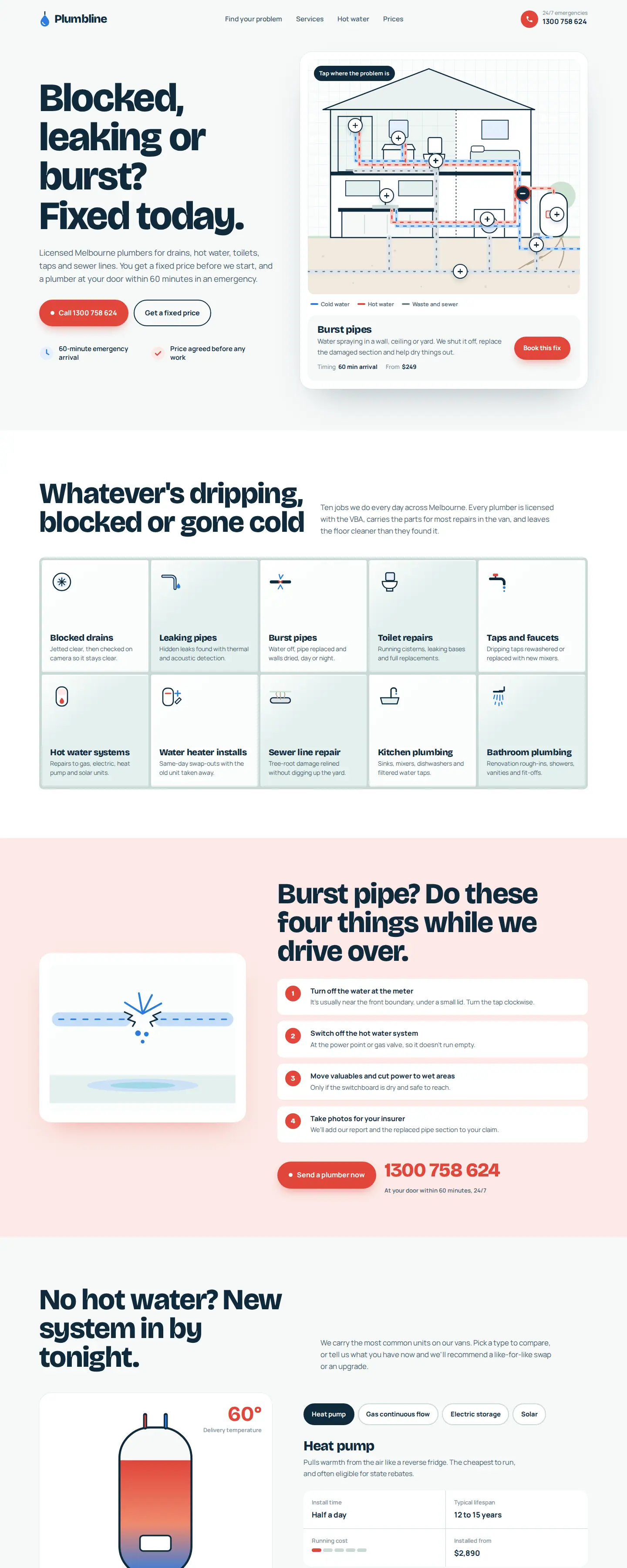 Plumbline service-business website design concept by Depiction Studio showing clear service navigation and enquiry paths